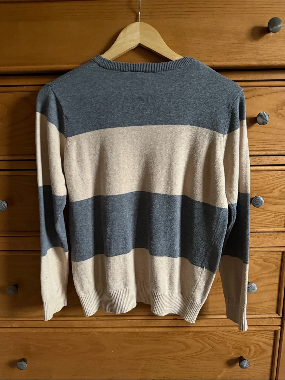 Childrens Place Boys Striped Sweater 100% Cotton Size 10/12 Large Gray & Tan